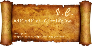 Vásári Cipriána névjegykártya